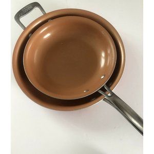 Red Copper Cookware Skillets 10” And 12 Round”